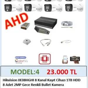 Hikvision 8 Kameralı Gece Renkli Güvenlik Kamerası Seti -1tb Essd